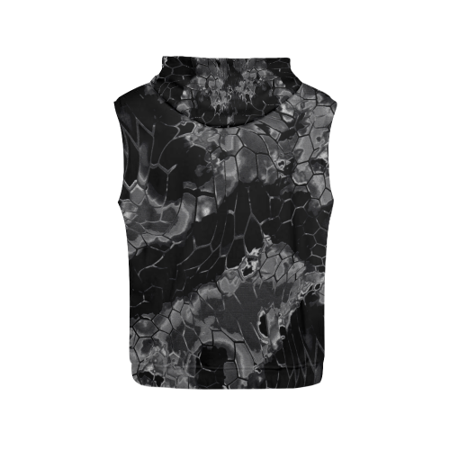 night dragon reptile scales pattern camouflage in dark gray and black All Over Print Sleeveless Hoodie for Women (Model H15)