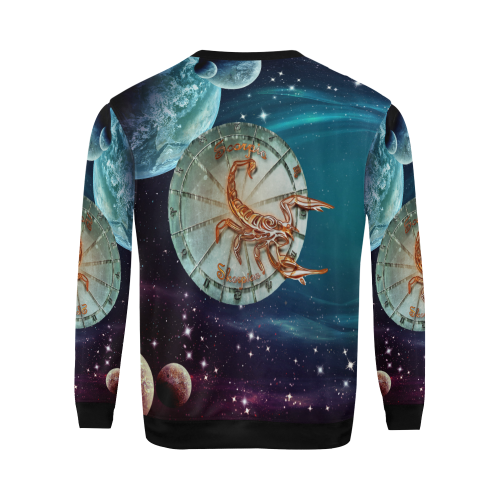 Scorpio and Planets All Over Print Crewneck Sweatshirt for Men (Model H18)