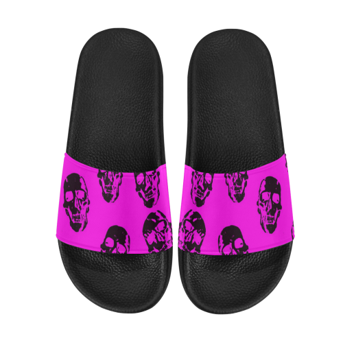 Hot Skulls,hot pink by JamColors Women's Slide Sandals (Model 057)