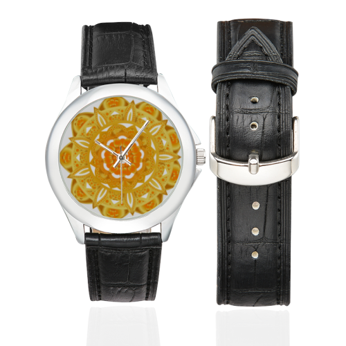 mandala gold radial watch Women's Classic Leather Strap Watch(Model 203)