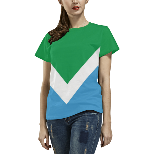 Vegan Flag All Over Print T-shirt for Women/Large Size (USA Size) (Model T40)