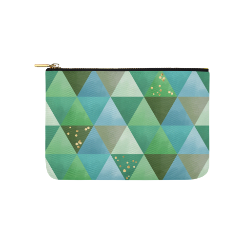 Triangle Pattern - Green Teal Khaki Moss Carry-All Pouch 9.5''x6''