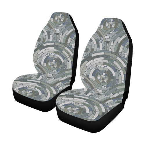 Stones Round Mosaic Pattern - grey Car Seat Covers (Set of 2)