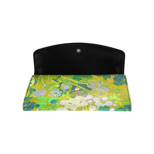 floral 1 abstract flowers in green Women's Flap Wallet (Model 1707)