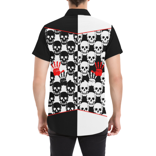 Skulls and Hands - black and white II Men's All Over Print Short Sleeve Shirt (Model T53)
