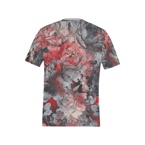 flower red and grey #flower Men's All Over Print T-Shirt (Solid Color Neck) (Model T63)
