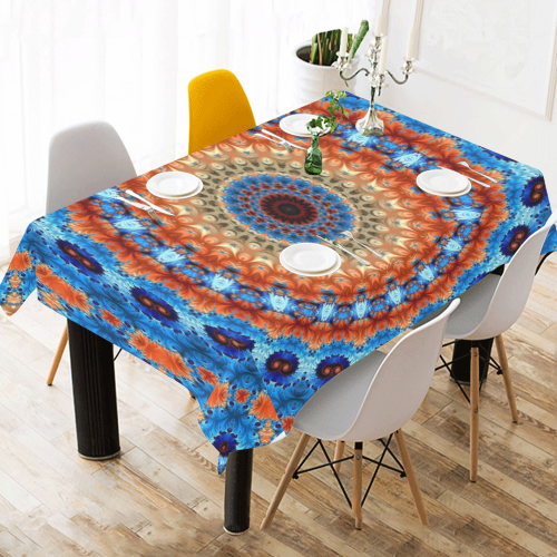 Kaleidoscope Cotton Linen Tablecloth 60" x 90"