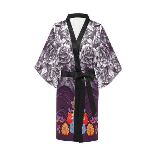 tricolor flowers Kimono Robe