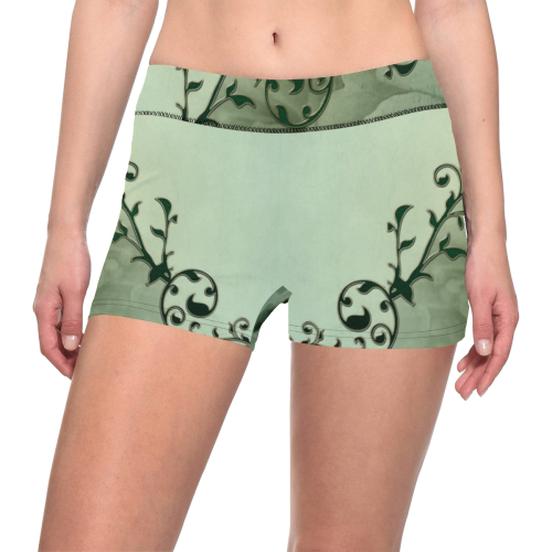 Wonderful flowers, soft green colors Women's All Over Print Short Leggings (Model L28)