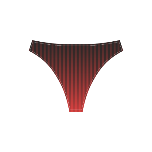 Vertical Red Stripes Sport Top & High-Waisted Bikini Swimsuit (Model S07)