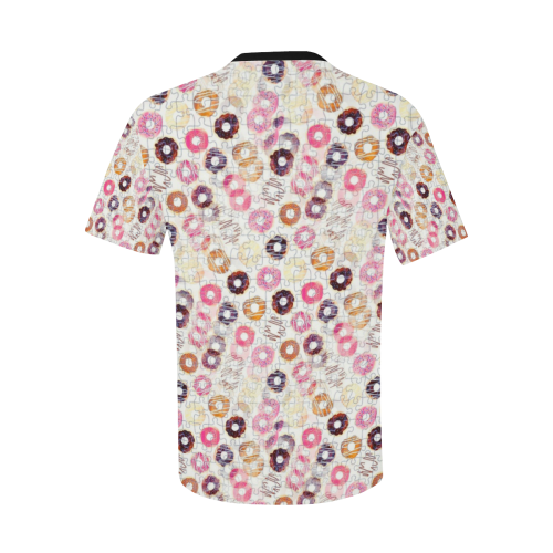 Donuts Pattern by K.Merske Men's All Over Print T-Shirt with Chest Pocket (Model T56)