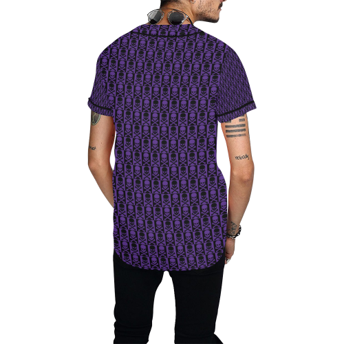 Gothic style Purple & Black Skulls All Over Print Baseball Jersey for Men (Model T50)