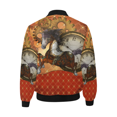 Steampunk, awesome steampunk horse All Over Print Quilted Bomber Jacket for Men (Model H33)
