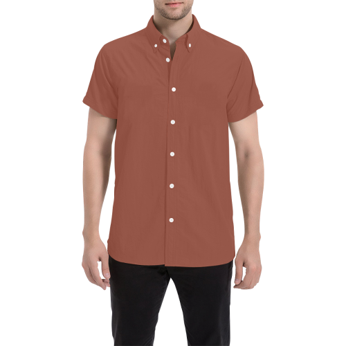 color chestnut Men's All Over Print Short Sleeve Shirt (Model T53)