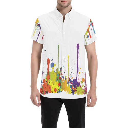 Crazy multicolored running SPLASHES Men's All Over Print Short Sleeve Shirt (Model T53)