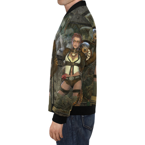 Awesome steampunk lady All Over Print Bomber Jacket for Men/Large Size (Model H19)