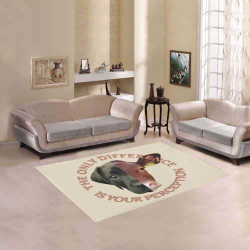 Vegan Cow and Dog Design with Slogan Area Rug 5'3''x4'