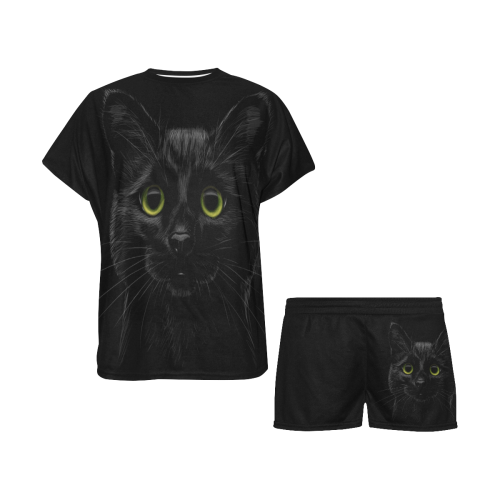 Black Cat Women's Short Pajama Set