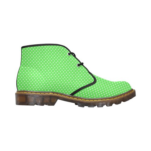 Eucalyptus green polka dots Women's Canvas Chukka Boots/Large Size (Model 2402-1)