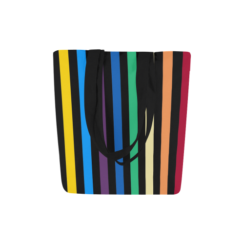 Rainbow Stripes with Black Canvas Tote Bag (Model 1657)