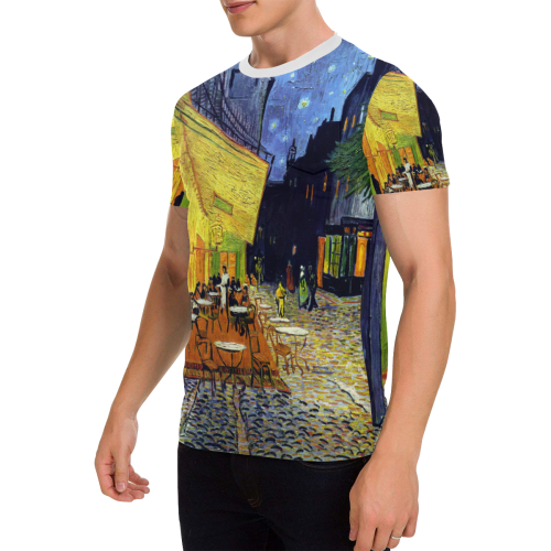 Vincent Willem van Gogh - Cafe Terrace at Night Men's All Over Print T-Shirt with Chest Pocket (Model T56)