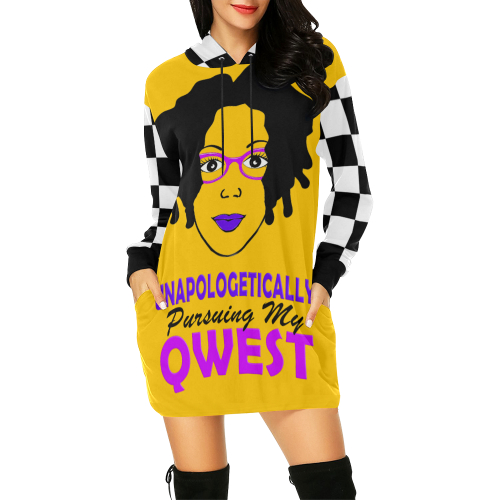 Unapologetically All Over Print Hoodie Mini Dress (Model H27)