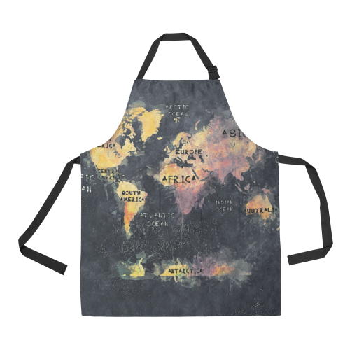 world map OCEANS and continents All Over Print Apron