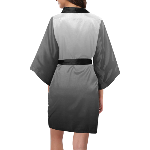 Black Silver and White Ombre Kimono Robe