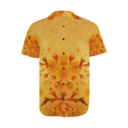 Floral design, soft colors Men's Short Sleeve Shirt with Lapel Collar (Model T54)