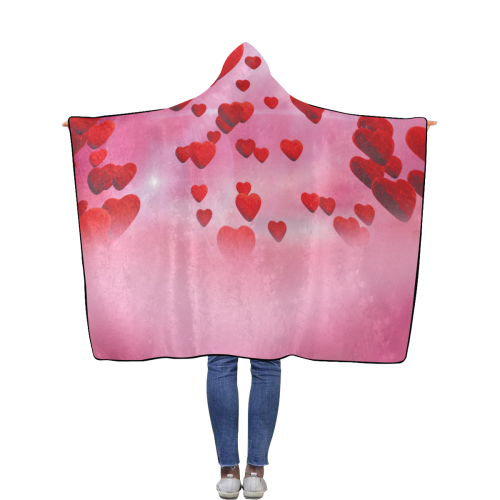 lovely romantic sky heart pattern for valentines day, mothers day, birthday, marriage Flannel Hooded Blanket 50''x60''