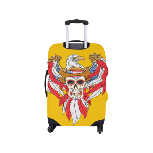 American Eagle Sugar Skull Yellow Luggage Cover/Small 18"-21"
