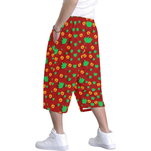 May be Christmas apples ornate Men's All Over Print Baggy Shorts (Model L37)