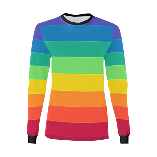 Horizontal Rainbow Women's All Over Print Long Sleeve T-shirt (Model T51)