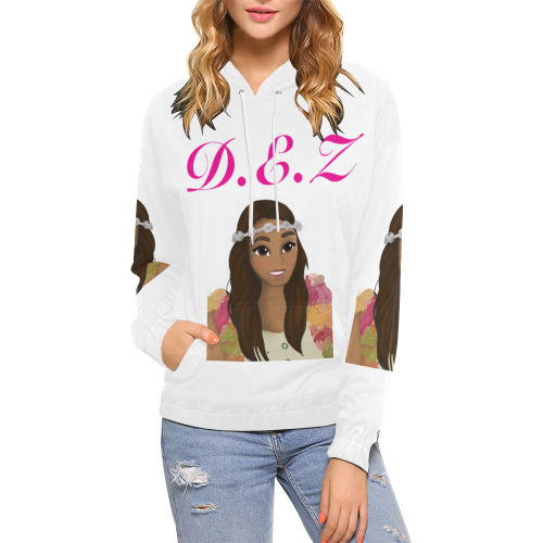 D.E.Z Sweatshirt Branding All Over Print Hoodie for Women (USA Size) (Model H13)