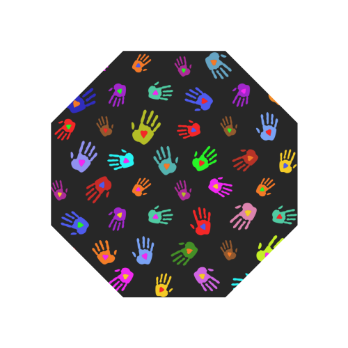 Multicolored HANDS with HEARTS love pattern Anti-UV Auto-Foldable Umbrella (Underside Printing) (U06)