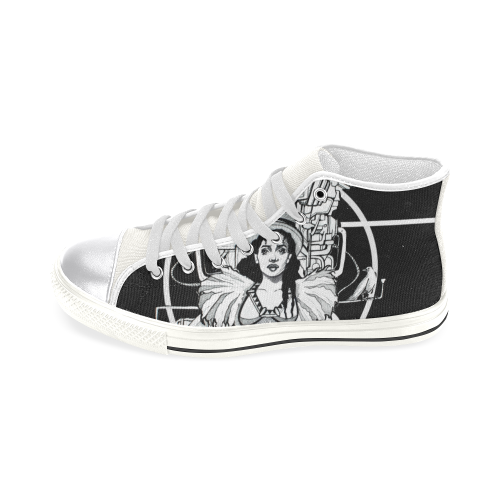 The Revolution will be Televised_Aziza_Andre White_High Top Canvas Women's Classic High Top Canvas Shoes (Model 017)