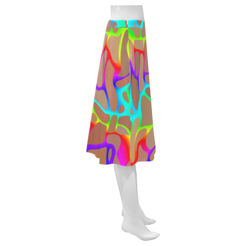 Colorful wavy shapes Mnemosyne Women's Crepe Skirt (Model D16)
