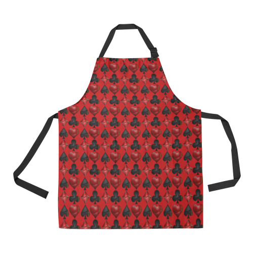 Las Vegas Black and Red Casino Poker Card Shapes / Red All Over Print Apron