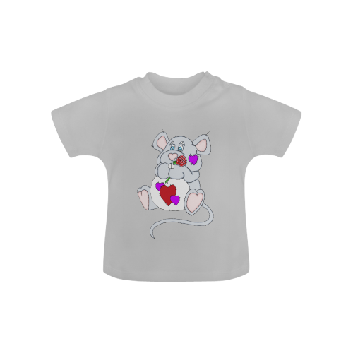 Valentine Mouse Grey Baby Classic T-Shirt (Model T30)