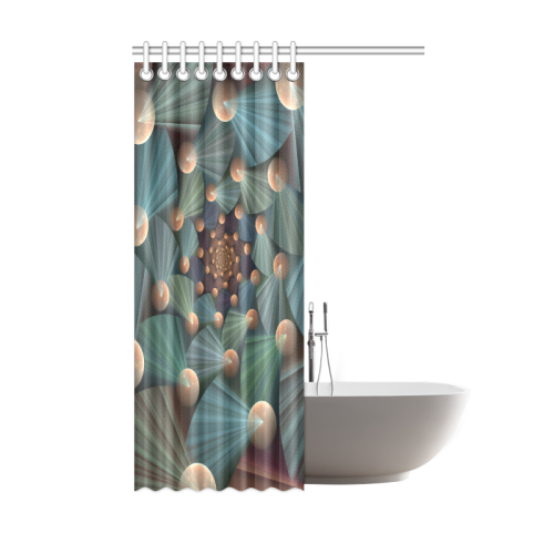 Modern Abstract Fractal Art With Depth Brown Slate Turquoise Shower Curtain 48"x72"