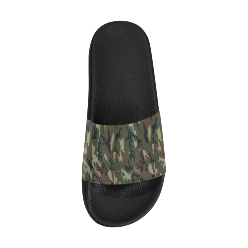 Woodland Forest Green Camouflage Men's Slide Sandals (Model 057)