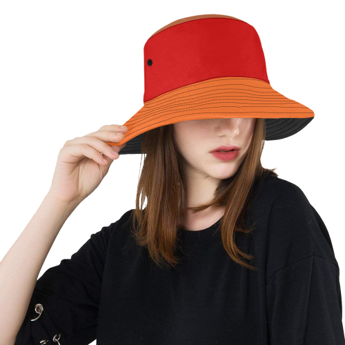 Orange, Red, Brown Hat All Over Print Bucket Hat