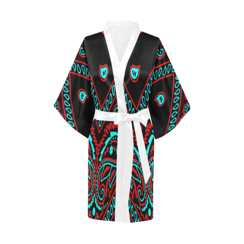 blue and red bandana version 2 Kimono Robe
