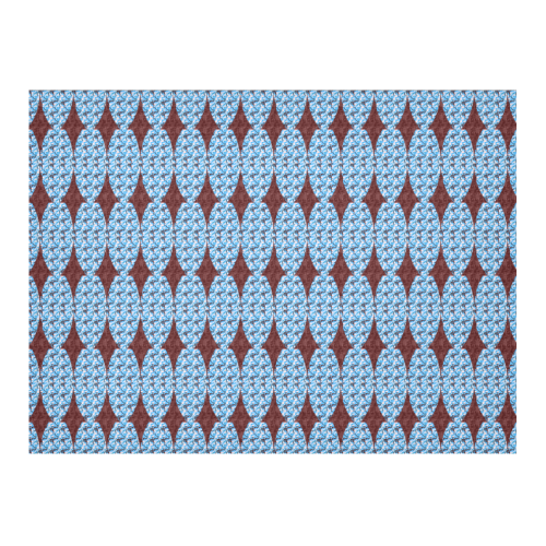 Artistic Harlequin Modern  Blue Brown Cotton Linen Tablecloth 52"x 70"