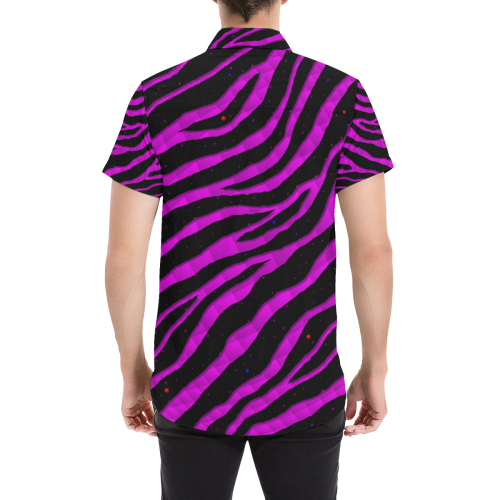 Ripped SpaceTime Stripes - Pink Men's All Over Print Short Sleeve Shirt/Large Size (Model T53)