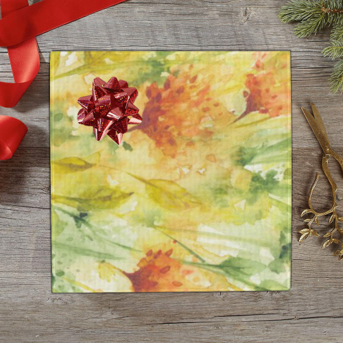 Yellow Wild Flowers Watercolors - floral Gift Wrapping Paper 58"x 23" (1 Roll)