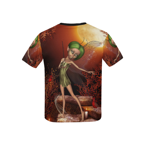 Cute little fairy Kids' All Over Print T-Shirt with Solid Color Neck (Model T40)