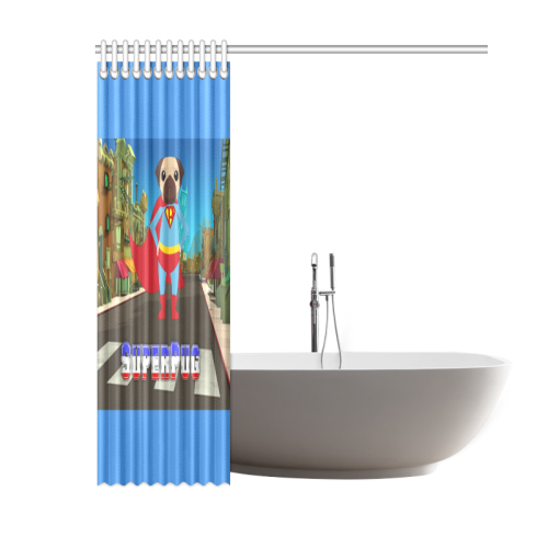 SuperPug In The City Shower Curtain 60"x72"