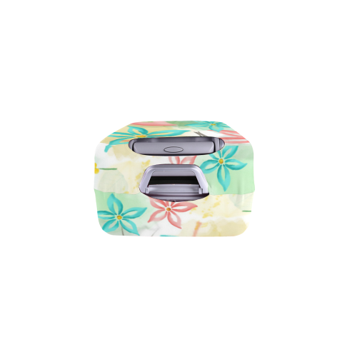 Flower Pattern - coral pink, teal green, yellow Luggage Cover/Small 18"-21"