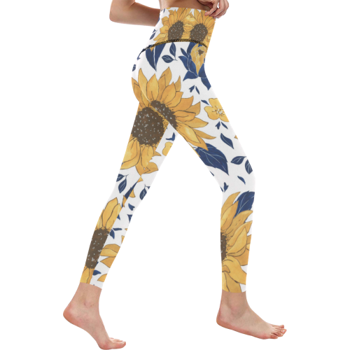 Sunflowers Women's All Over Print High-Waisted Leggings (Model L36)
